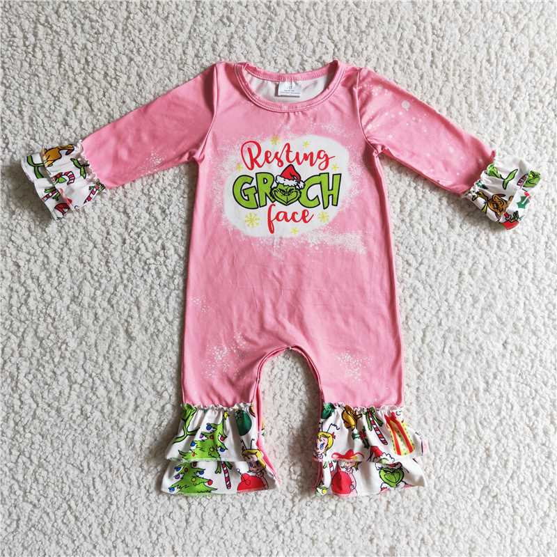 Xmas cartoon pink jumpsuit romper LR0154