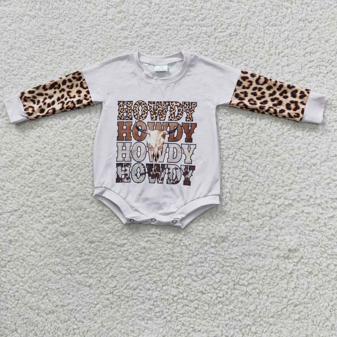 highland cow howdy leopard long sleeve romper LR0282