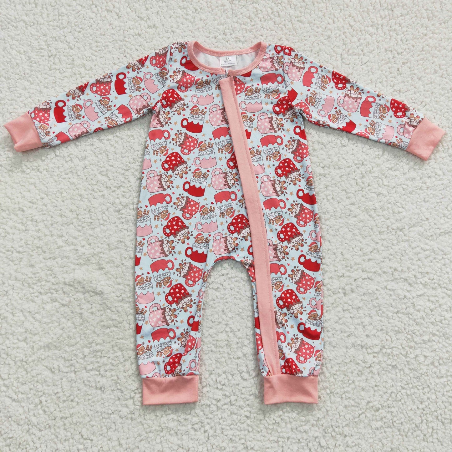 baby Christmas gingerbread zipper onesie LR0294