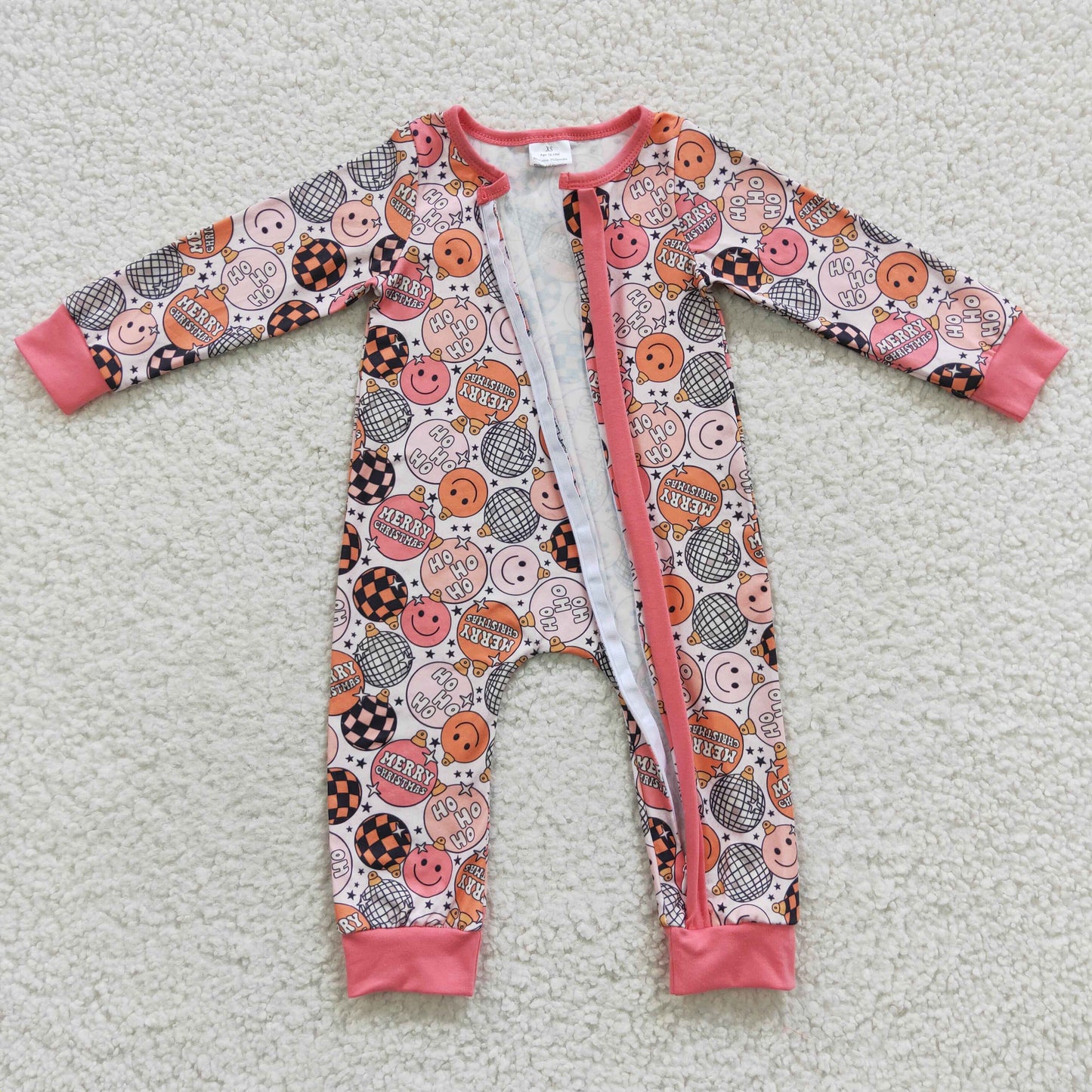 Merry Christmas baby zipper onesie LR0297