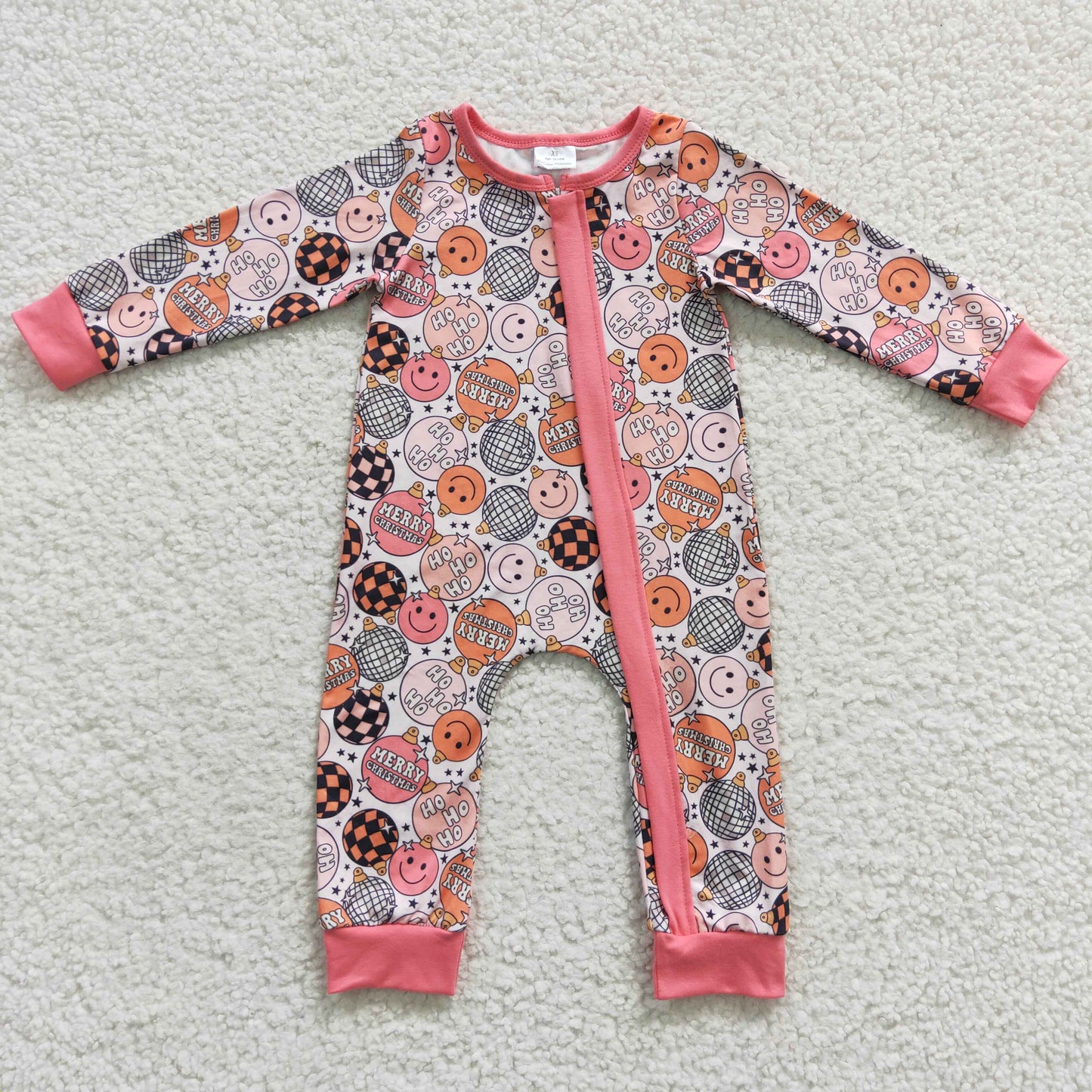 Merry Christmas baby zipper onesie LR0297