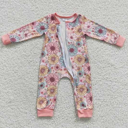 baby autumn floral zipper onesie LR0301