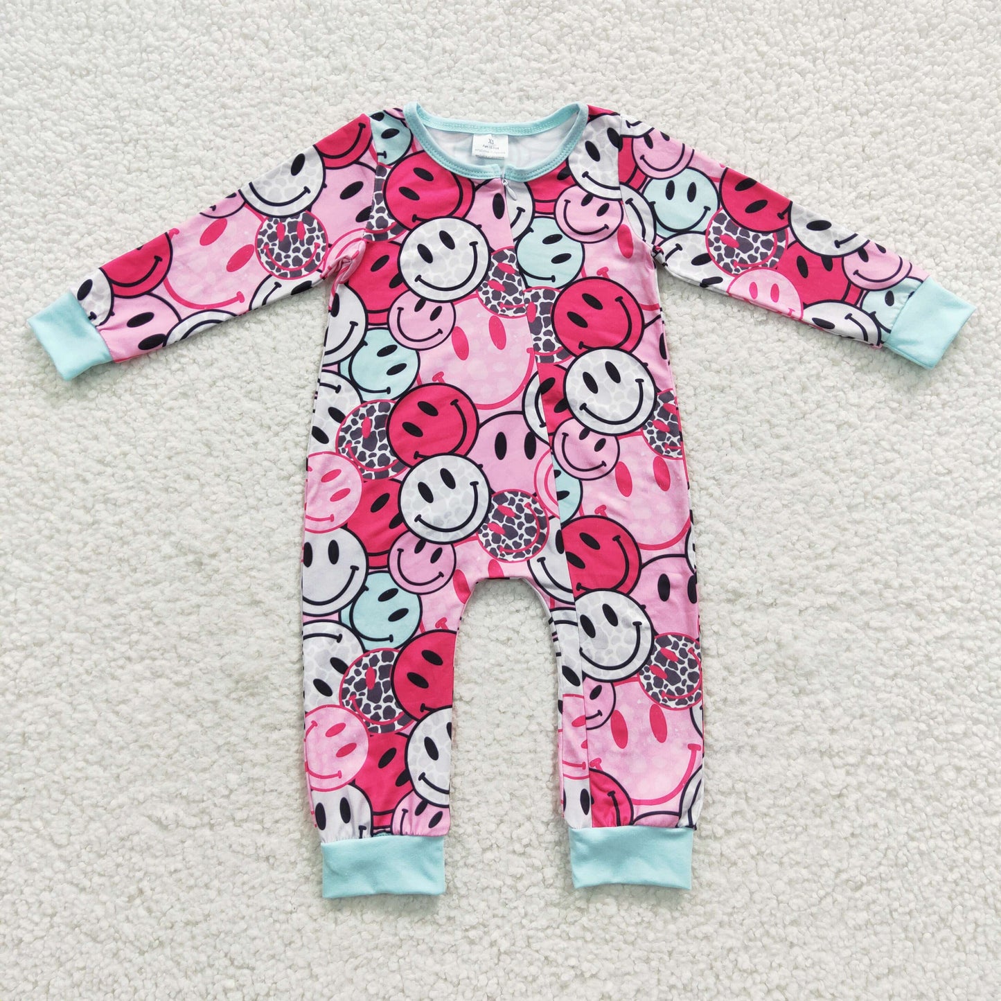 baby autumn smile face zipper onesie LR0302