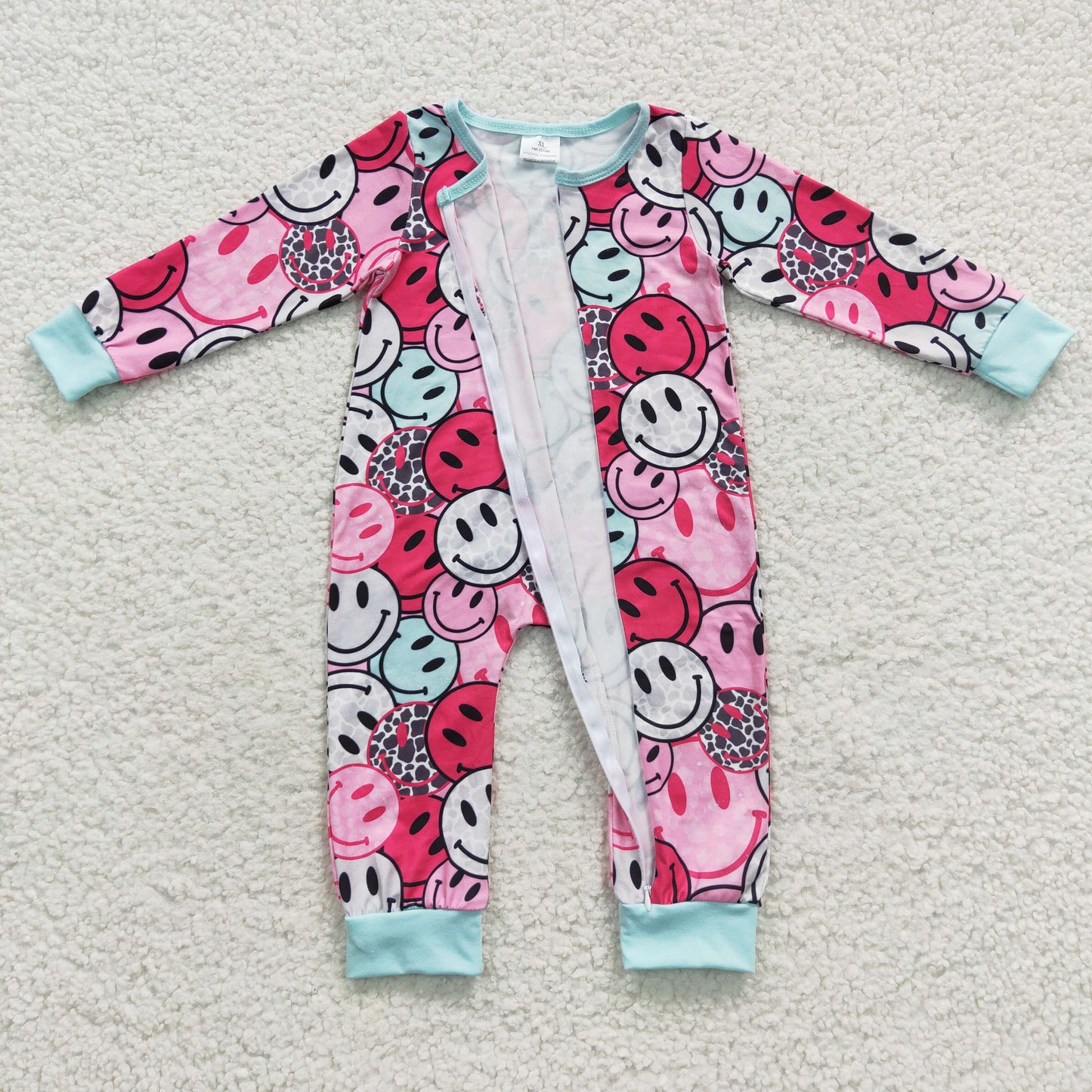 baby autumn smile face zipper onesie LR0302