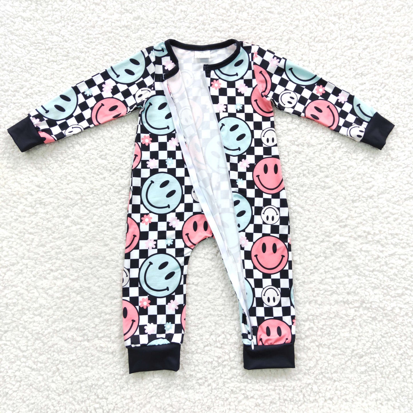 baby smile face zipper onesie LR0304