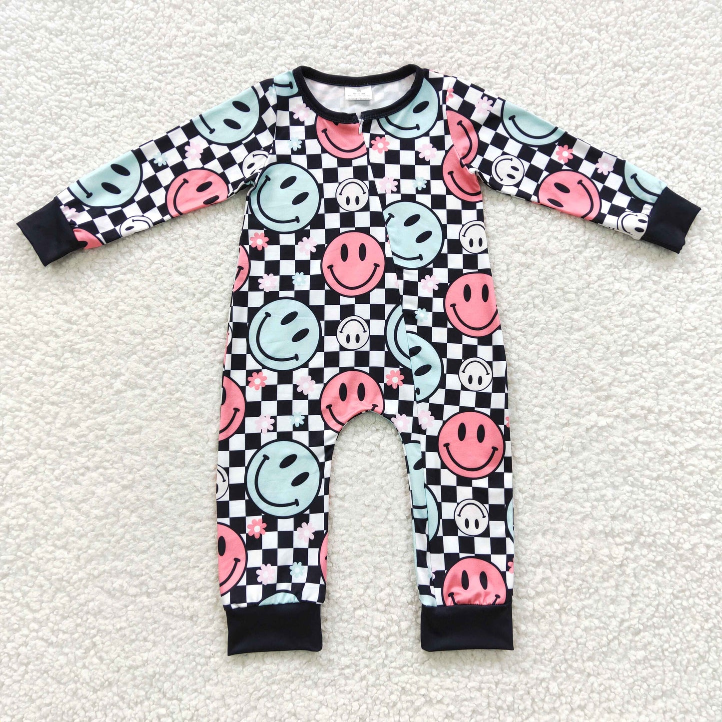 baby smile face zipper onesie LR0304