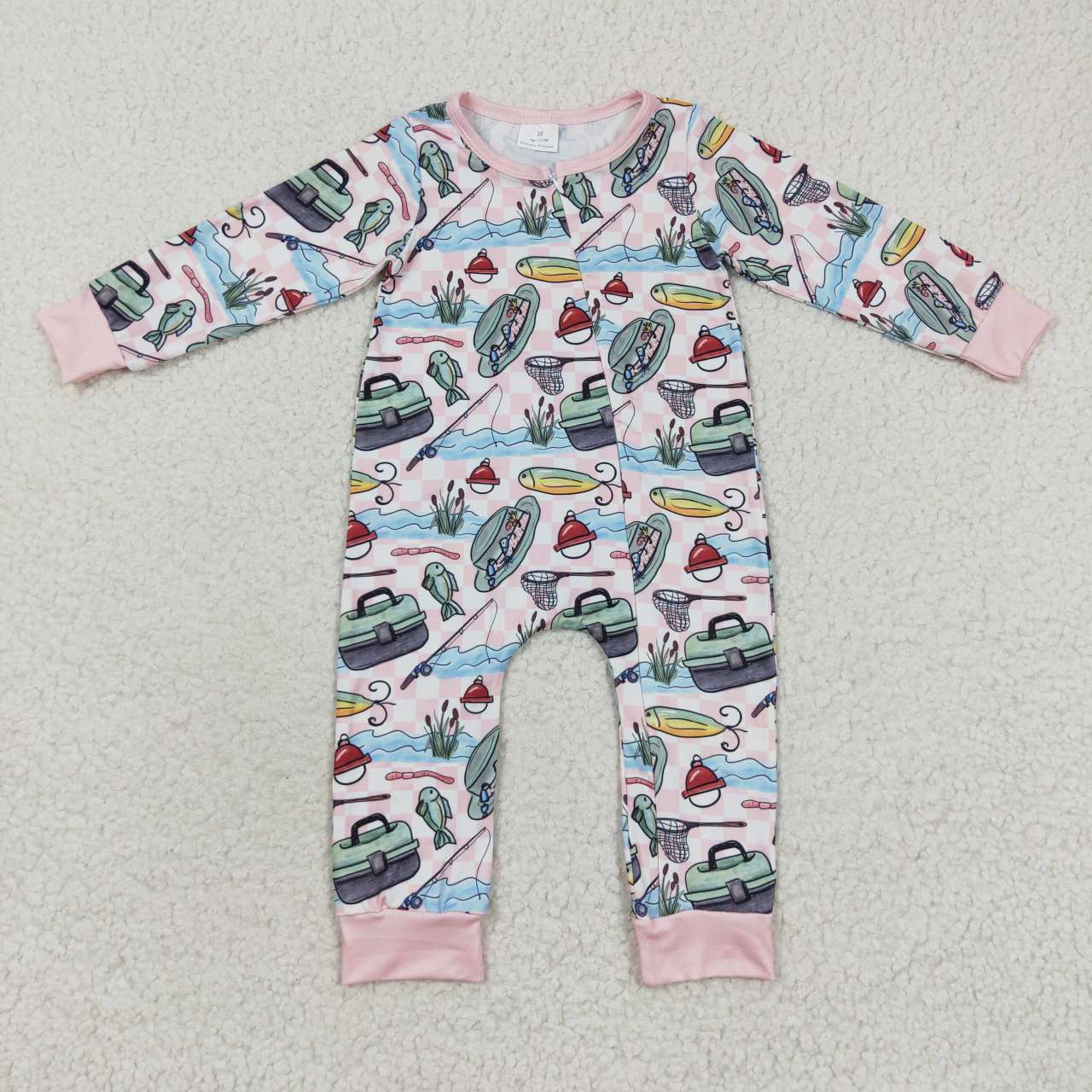 baby fishing zipper onesie LR0322