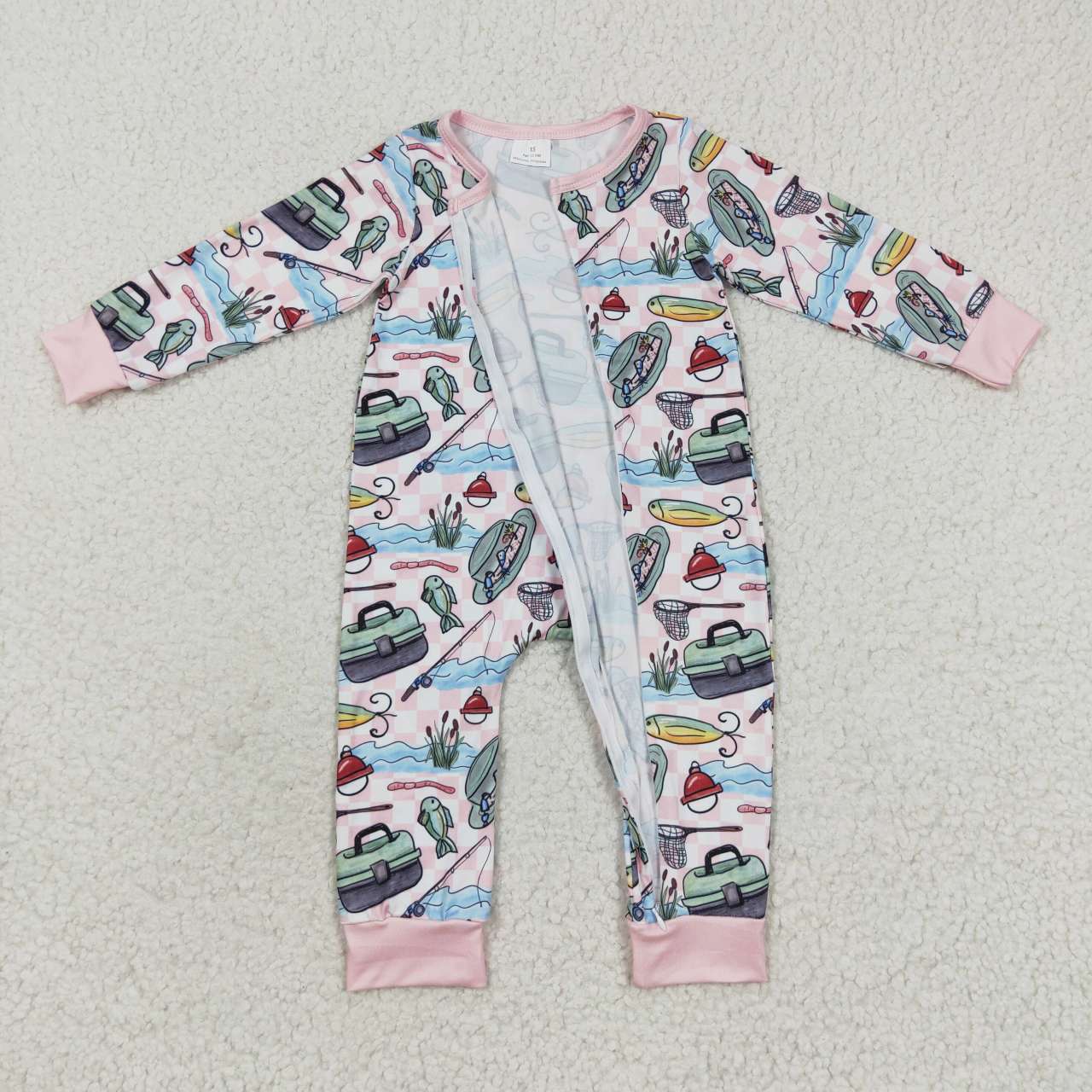 baby fishing zipper onesie LR0322