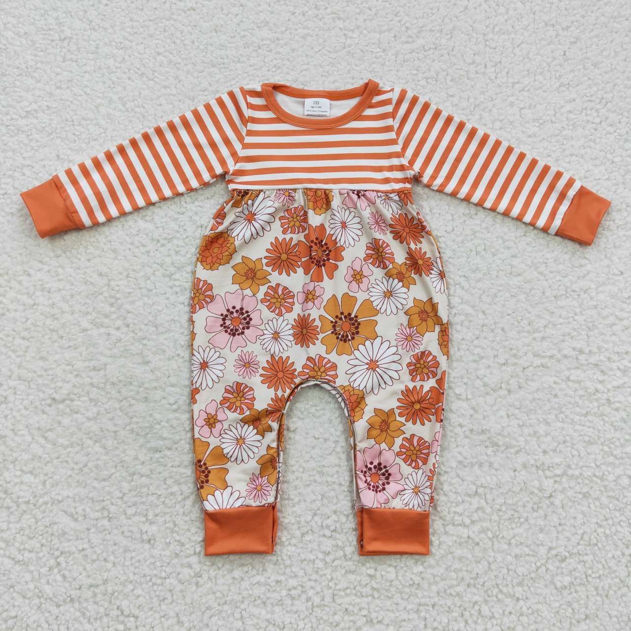 girls floral striped long sleeve onesie LR0323