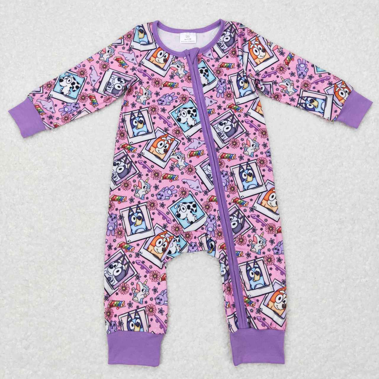 LR0331 baby purple cartoon zipper onesie