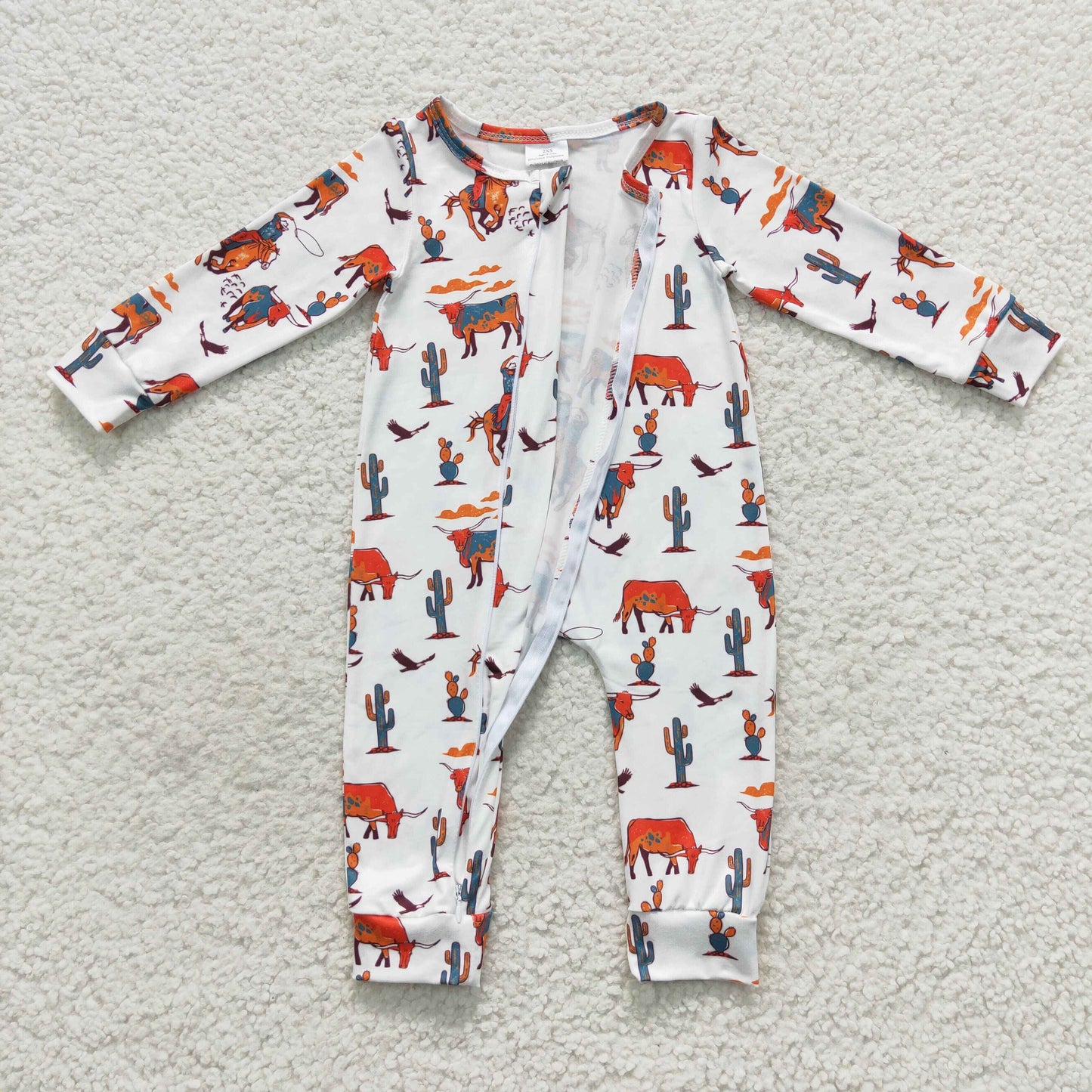 baby western cowboy zipper onesie LR0341