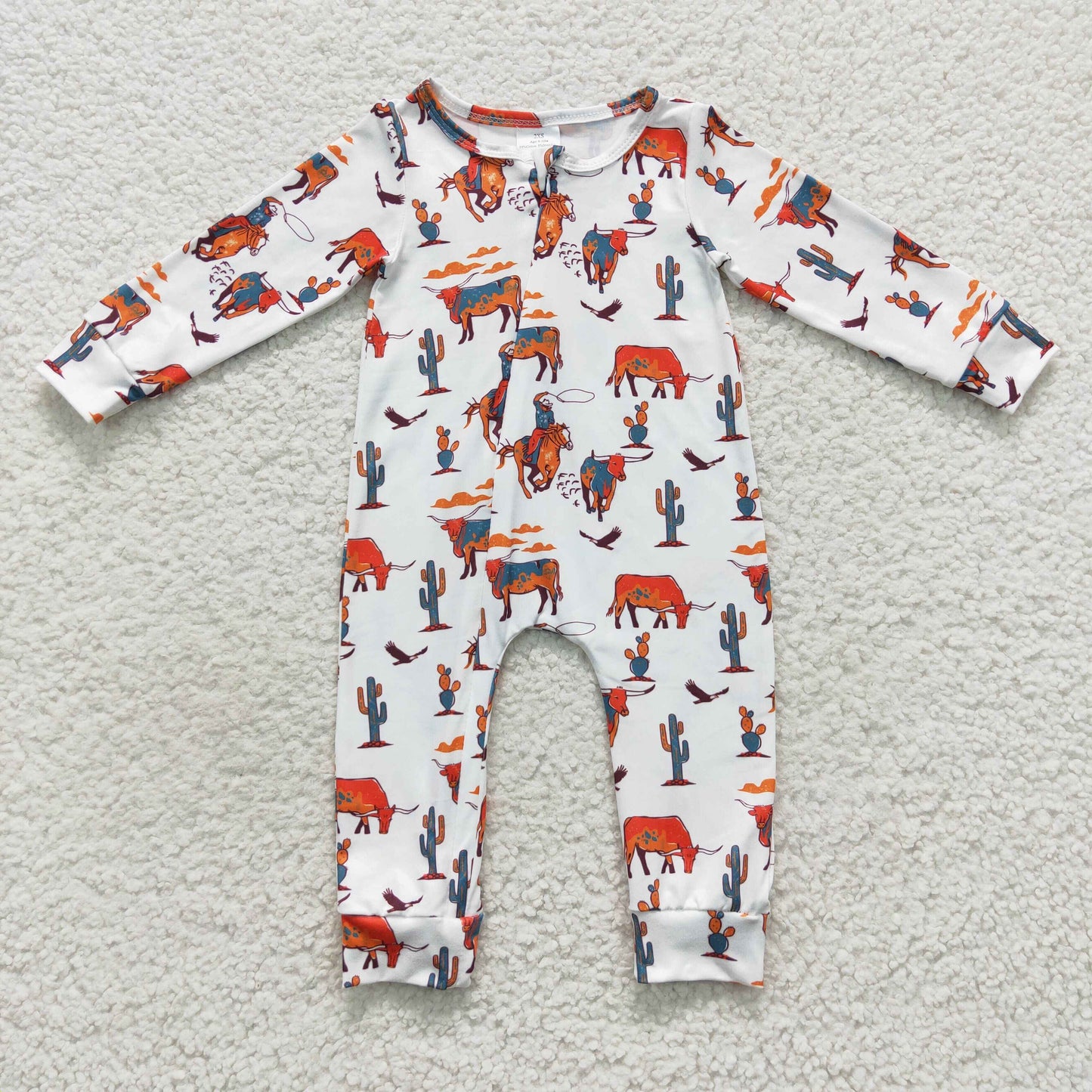 baby western cowboy zipper onesie LR0341