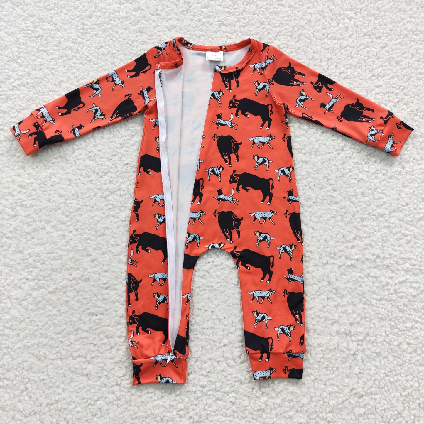 baby bullfight zipper onesie LR0342