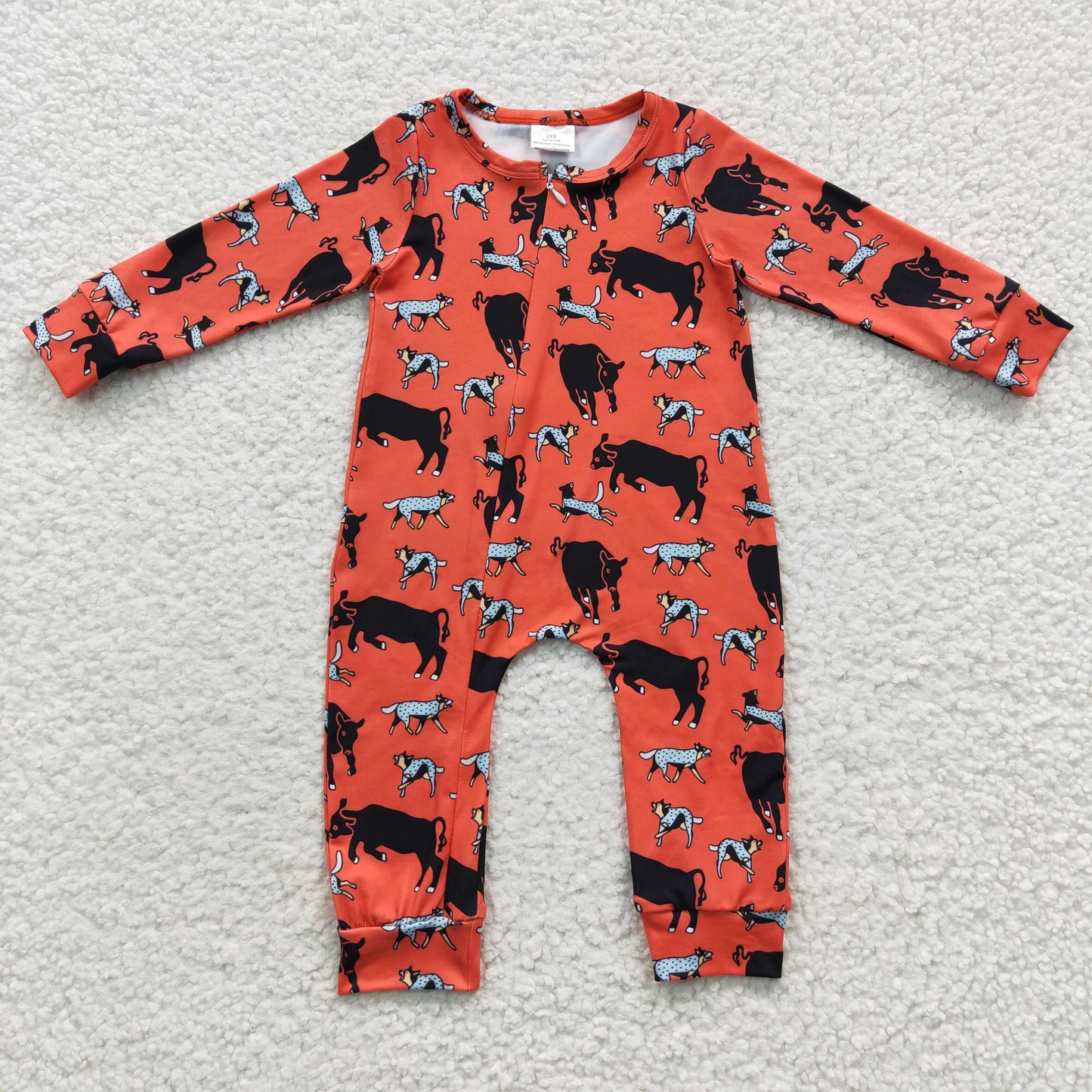 baby bullfight zipper onesie LR0342