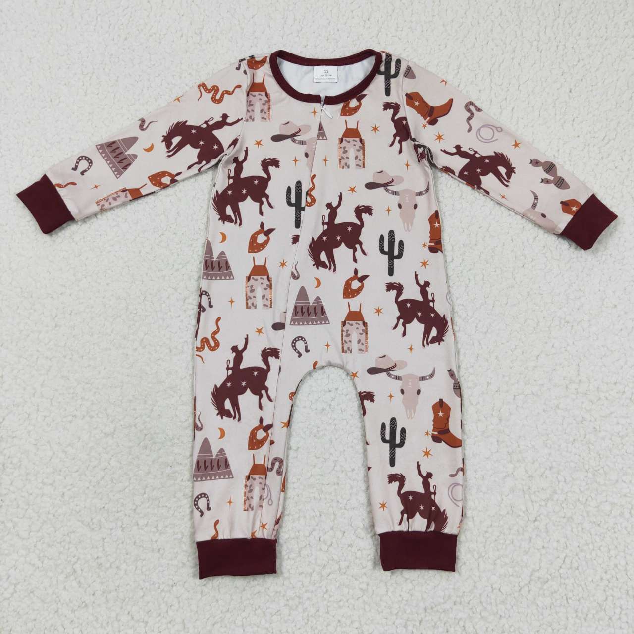 baby wild west zipper onesie LR0344