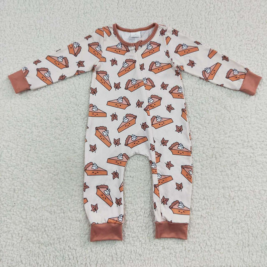 baby girl cake brown zipper onesie LR0353