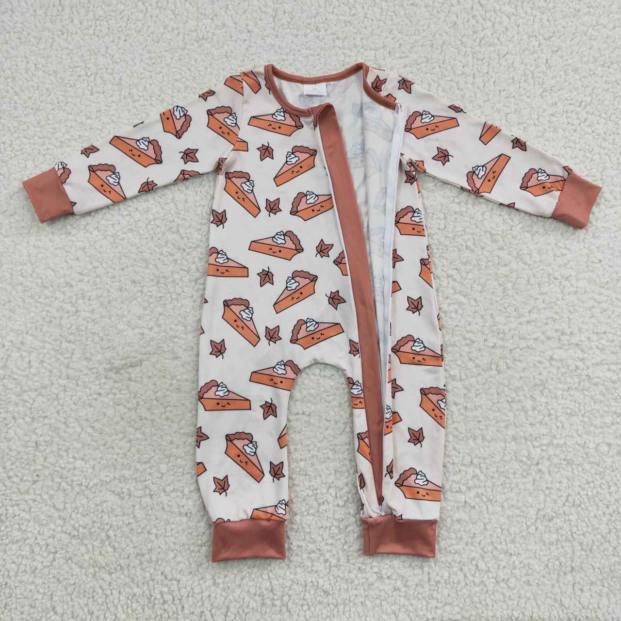 baby girl cake brown zipper onesie LR0353