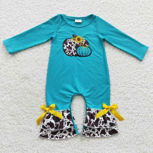 girls thanksgiving pumpkin romper LR0354