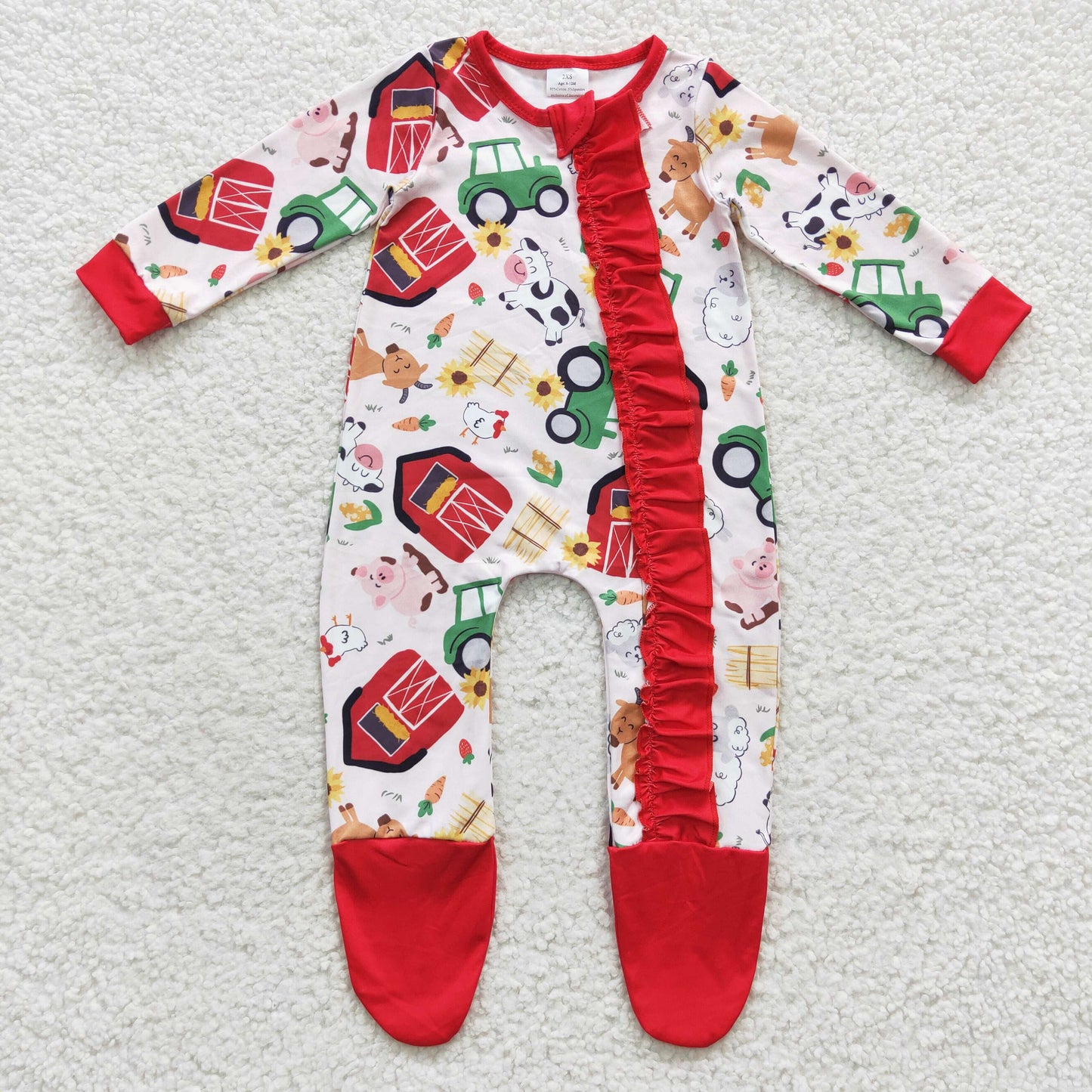 cute farm life foot cover baby onesie LR0378