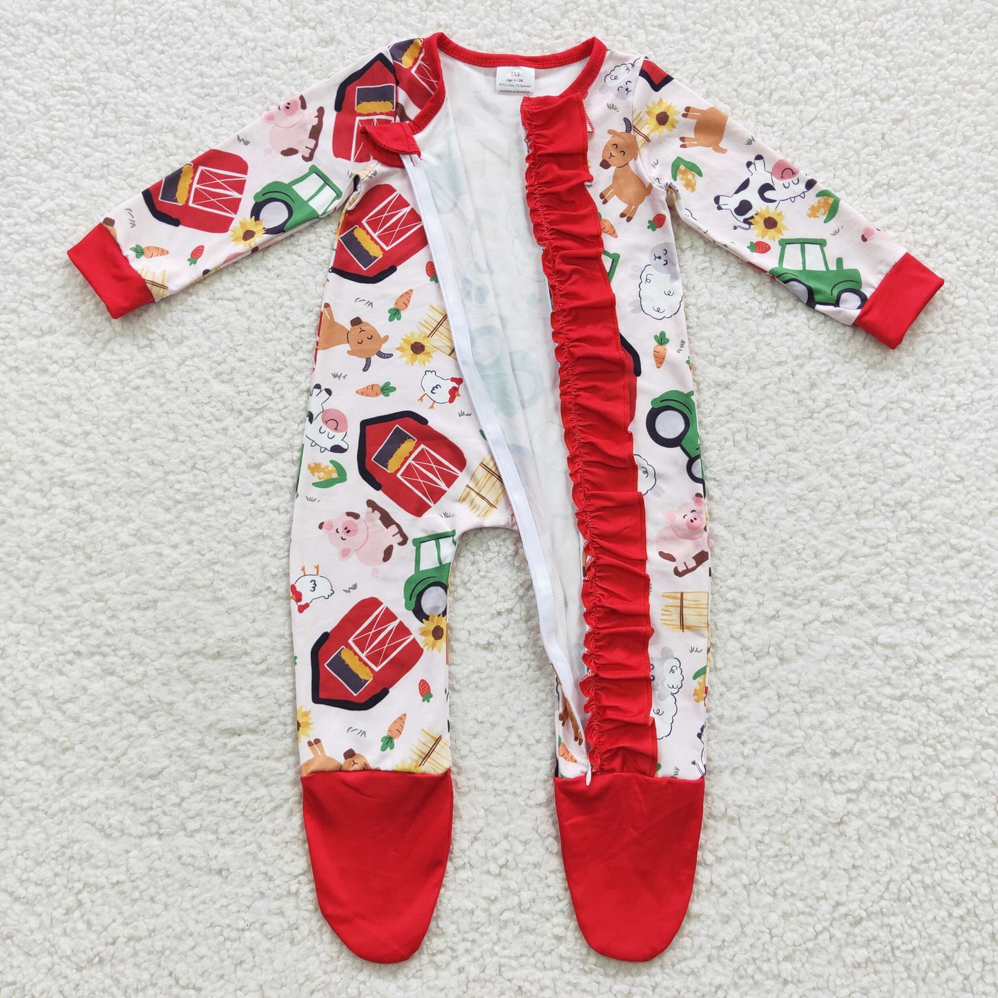 cute farm life foot cover baby onesie LR0378