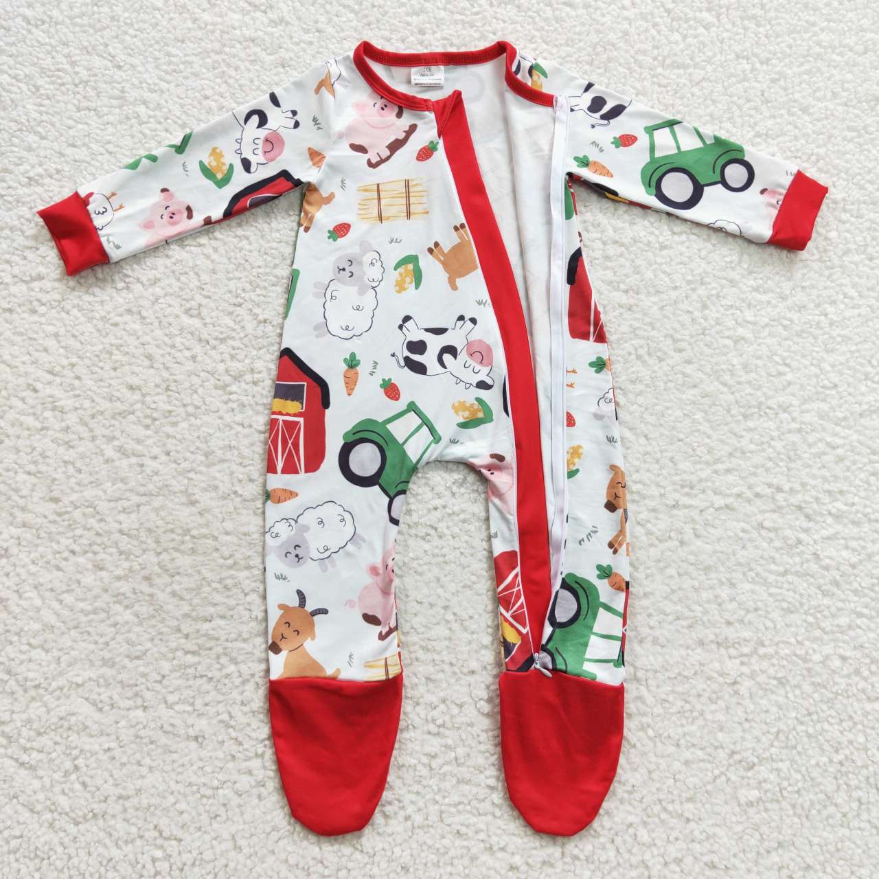 Toddler kids farm house foot cover baby onesie LR0379