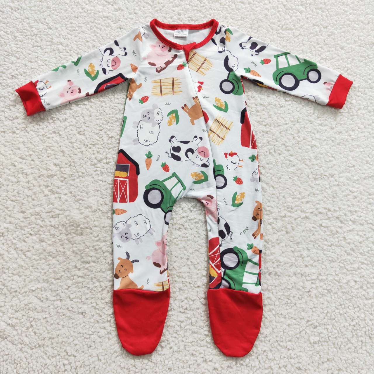 Toddler kids farm house foot cover baby onesie LR0379