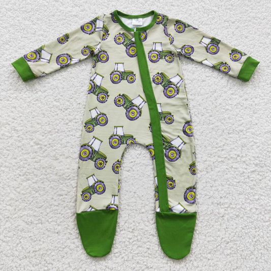 tractor print baby green onesie LR0386