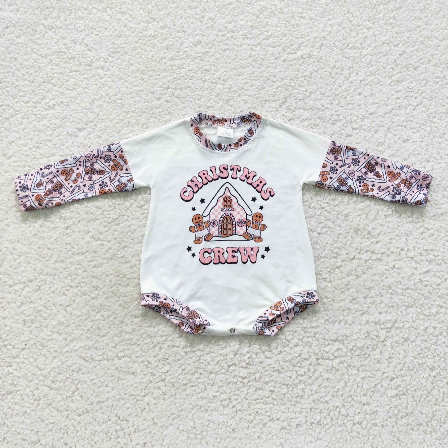 baby Christmas gingerbread house print onesie LR0423