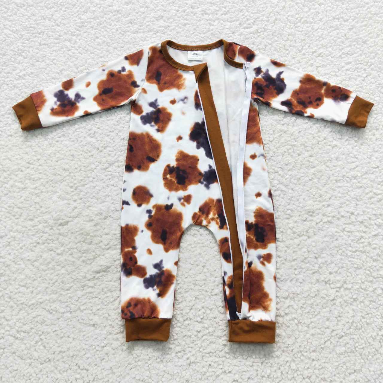 baby ink brown zipper onesie LR0437