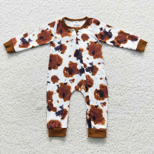 baby ink brown zipper onesie LR0437