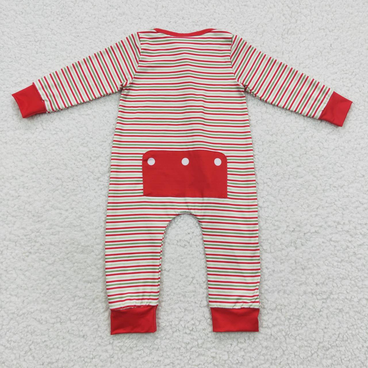 baby christmas santa claus red striped zipper onesie LR0442