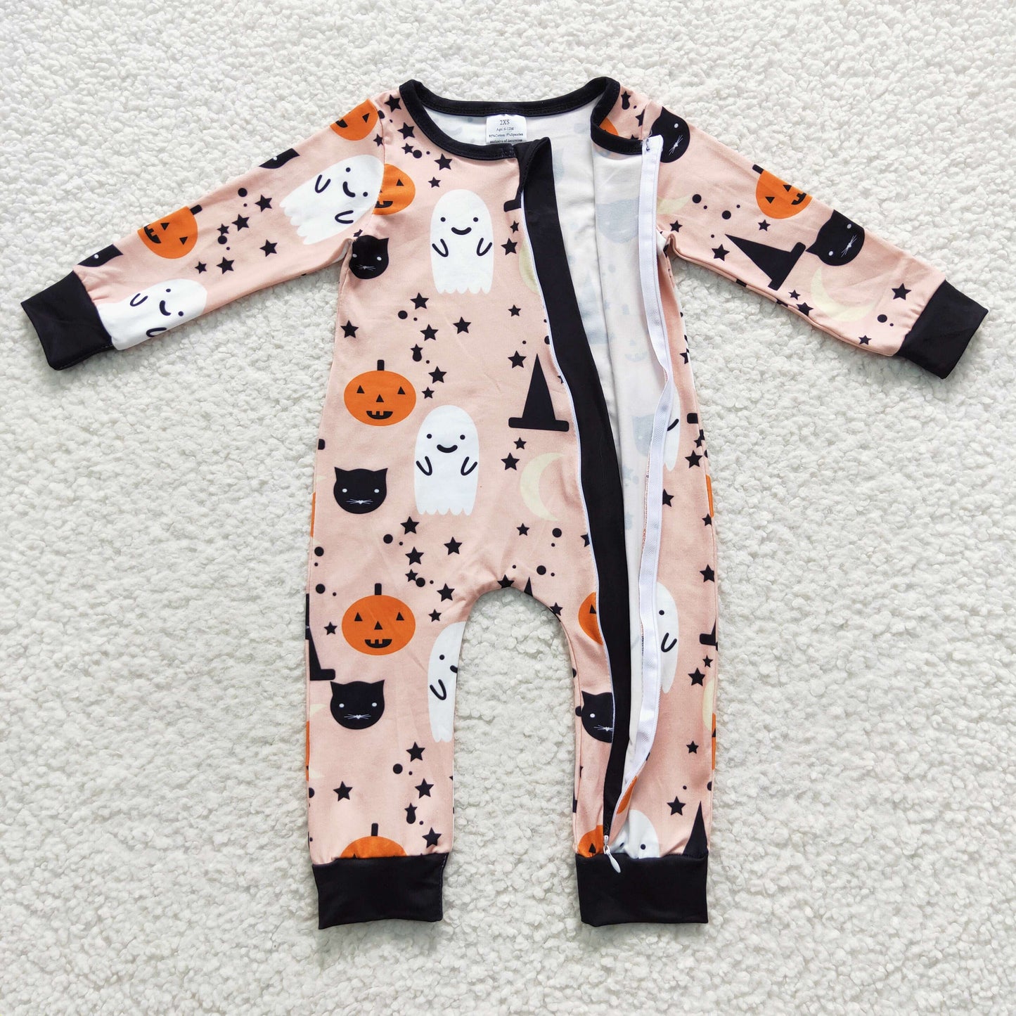 baby Halloween ghost pumpkin zipper onesie LR0474