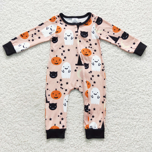 baby Halloween ghost pumpkin zipper onesie LR0474