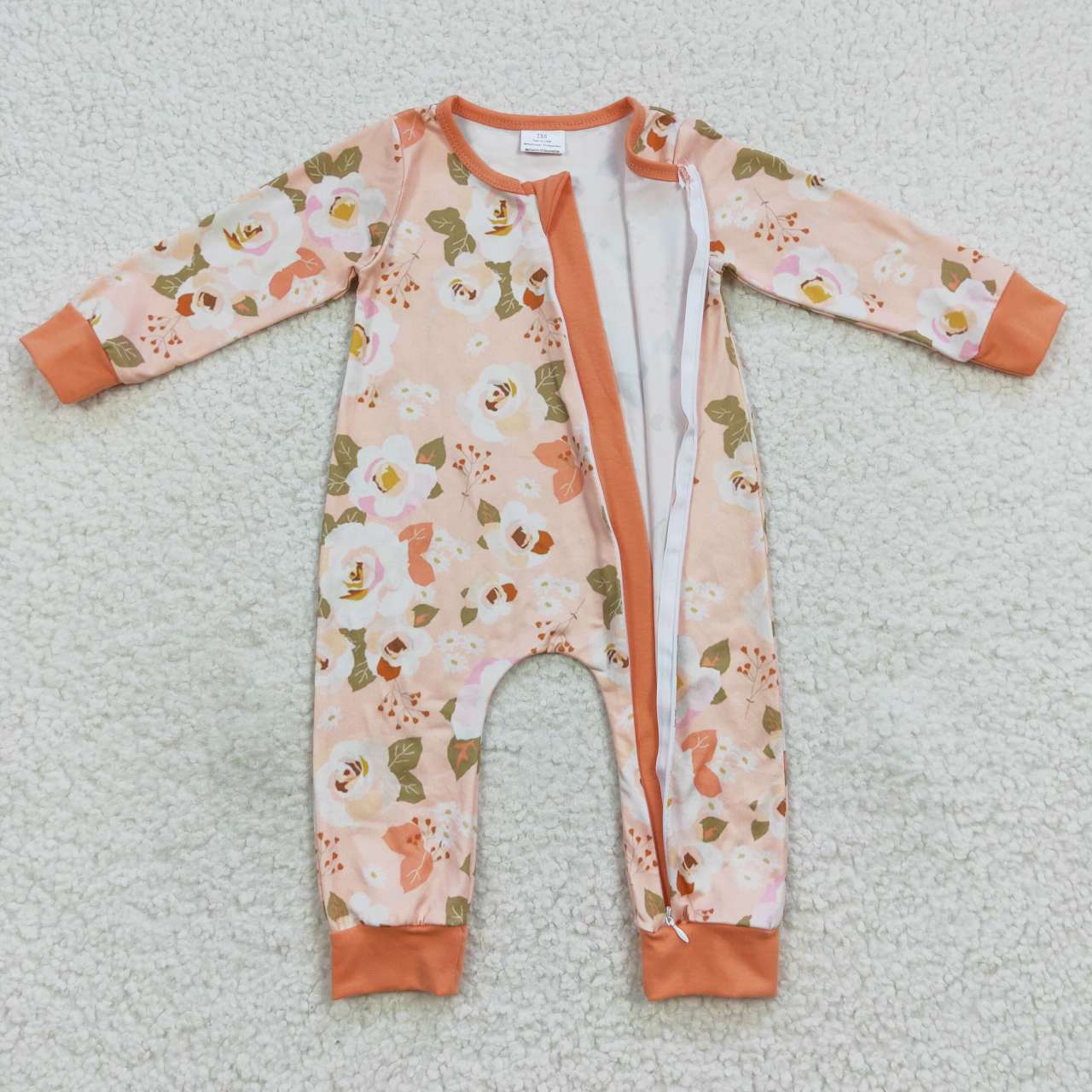 babyorange floral print zipper onesie LR0476