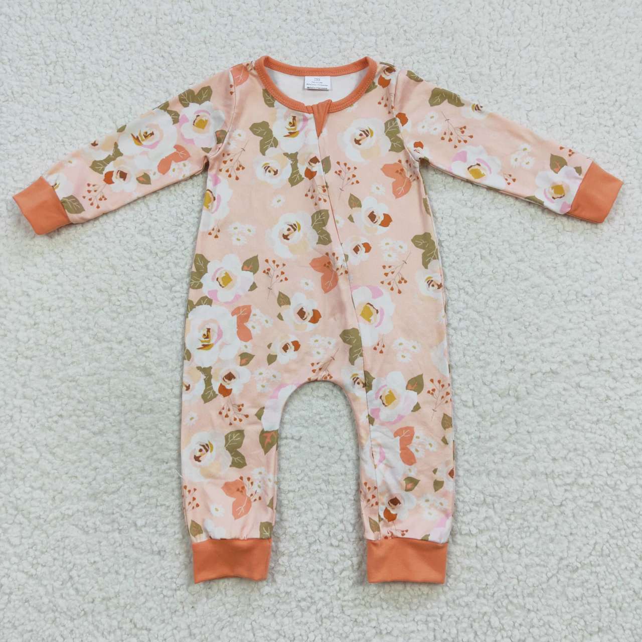 babyorange floral print zipper onesie LR0476