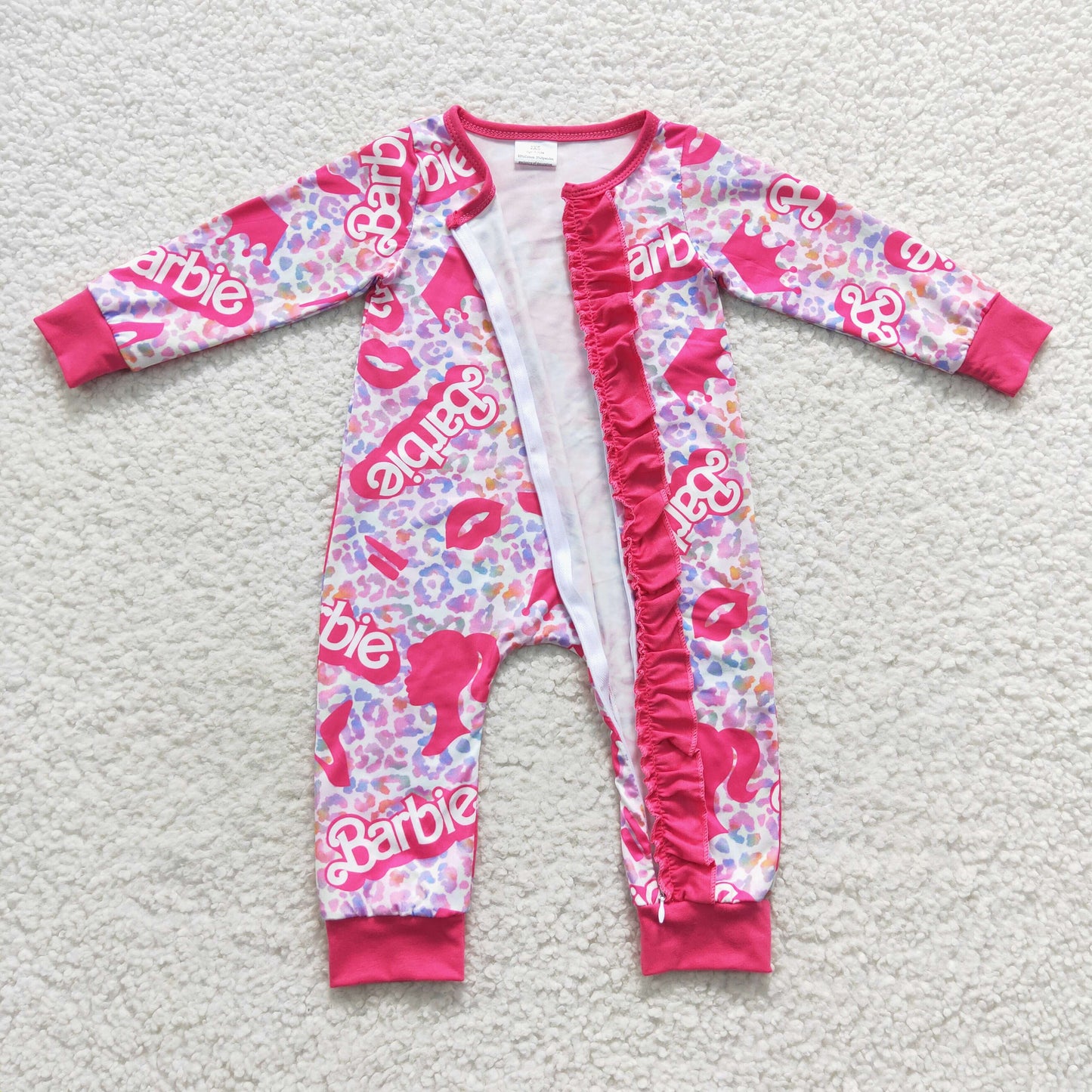 baby cartoon princess pink zipper onesie LR0481