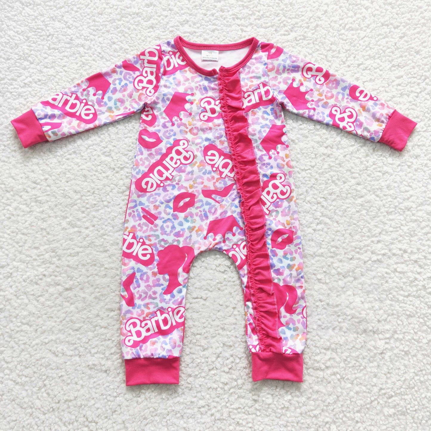 baby cartoon princess pink zipper onesie LR0481