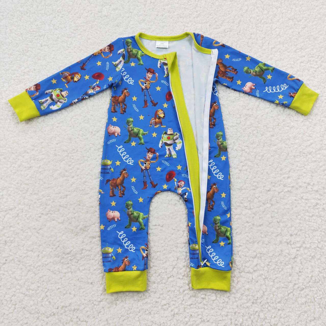 baby cartoon blue zipper onesie LR0484