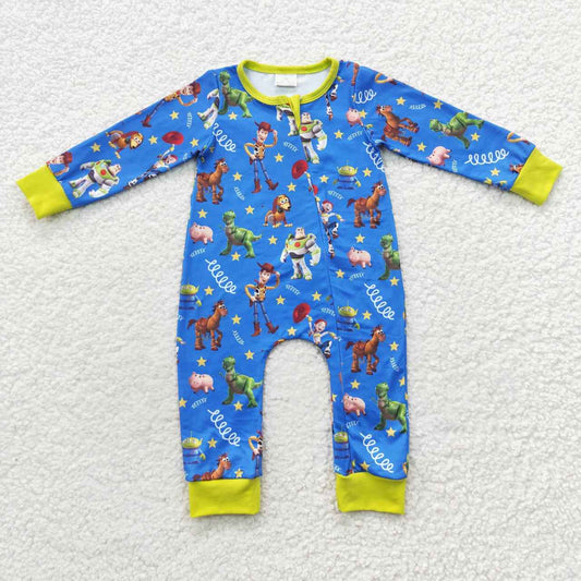 baby cartoon blue zipper onesie LR0484