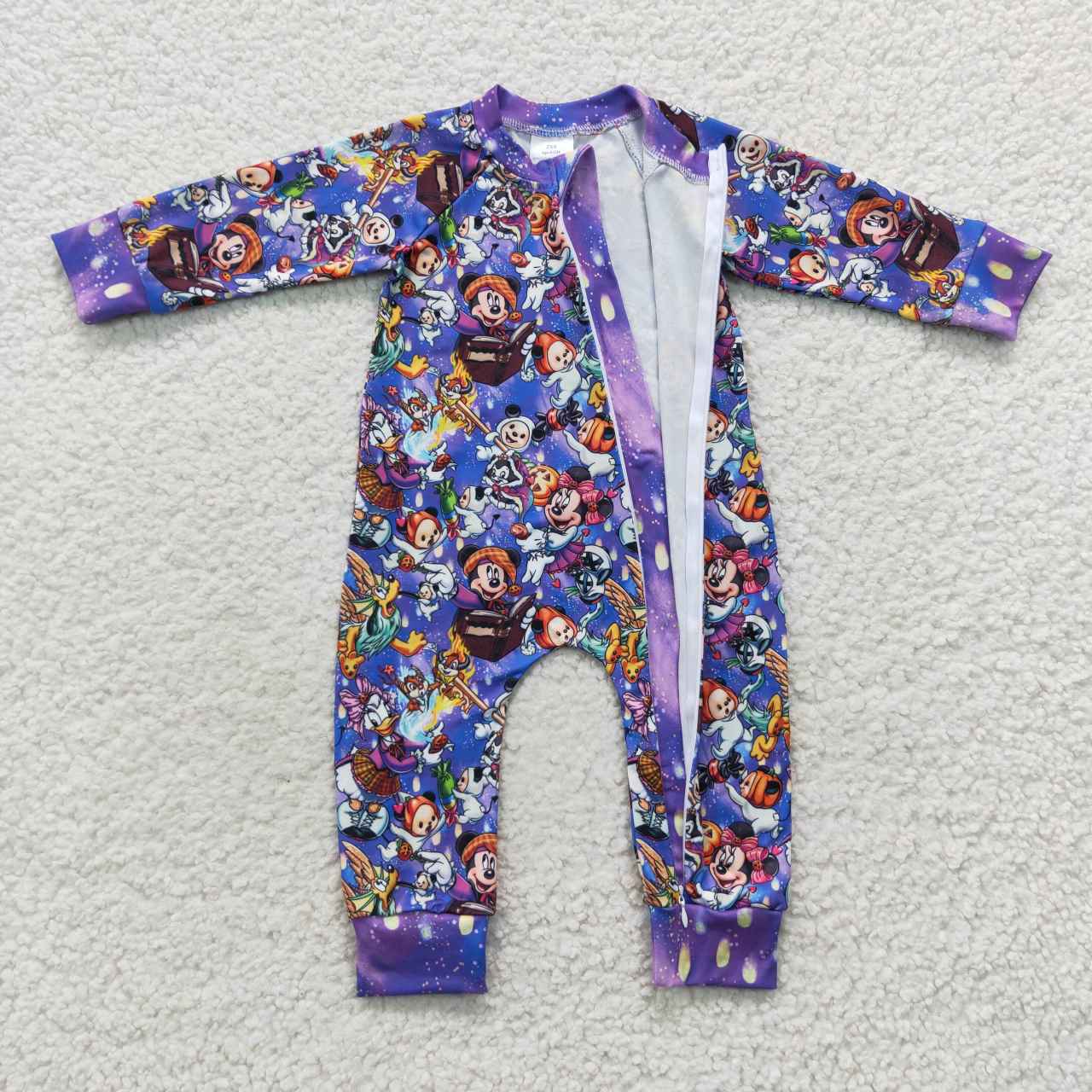 baby cartoon purple zipper onesie LR0487