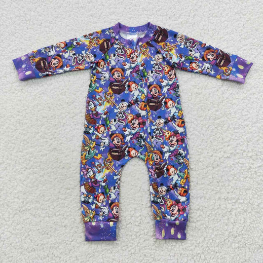 baby cartoon purple zipper onesie LR0487