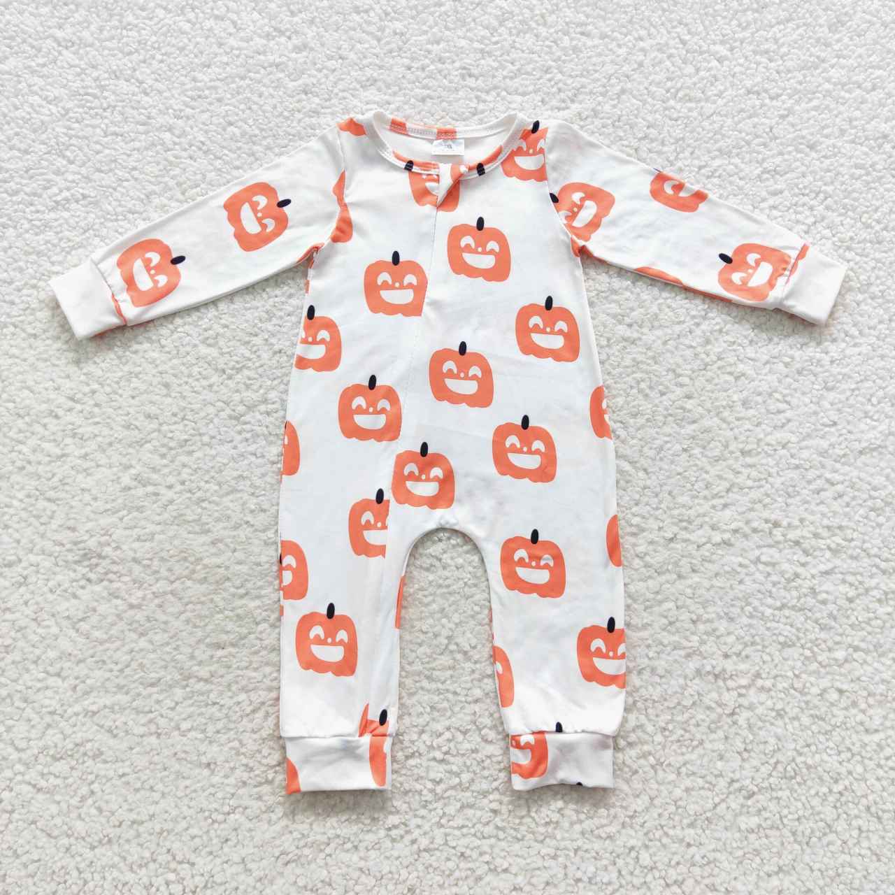 baby Halloween pumpkin smile face zipper onesie LR0495