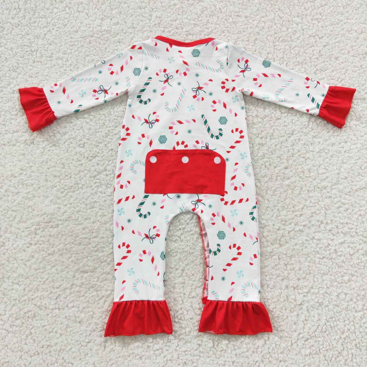 baby girl Christmas candy ruffle lace zipper onesie LR0501