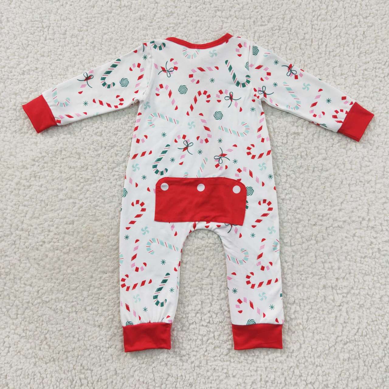 baby girl Christmas candy white zipper onesie LR0506