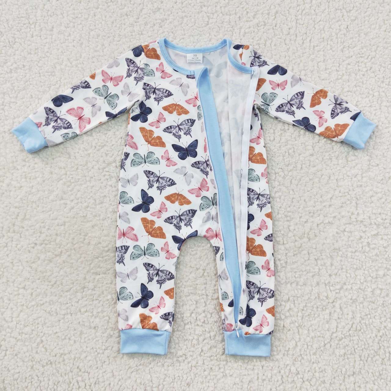 baby blue butterfly zipper onesie LR0521