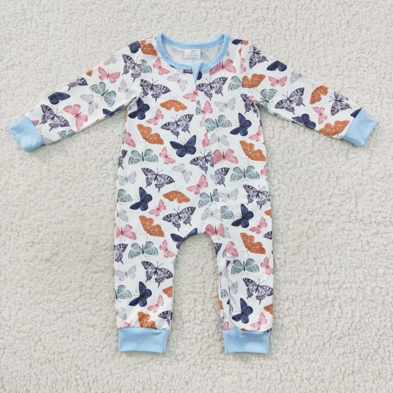 baby blue butterfly zipper onesie LR0521