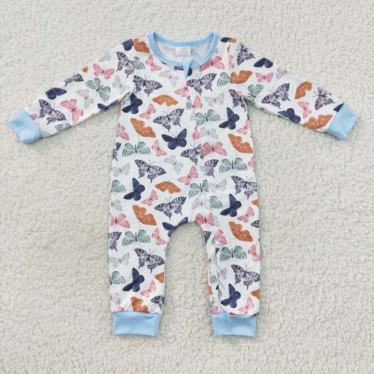 baby blue butterfly zipper onesie LR0521