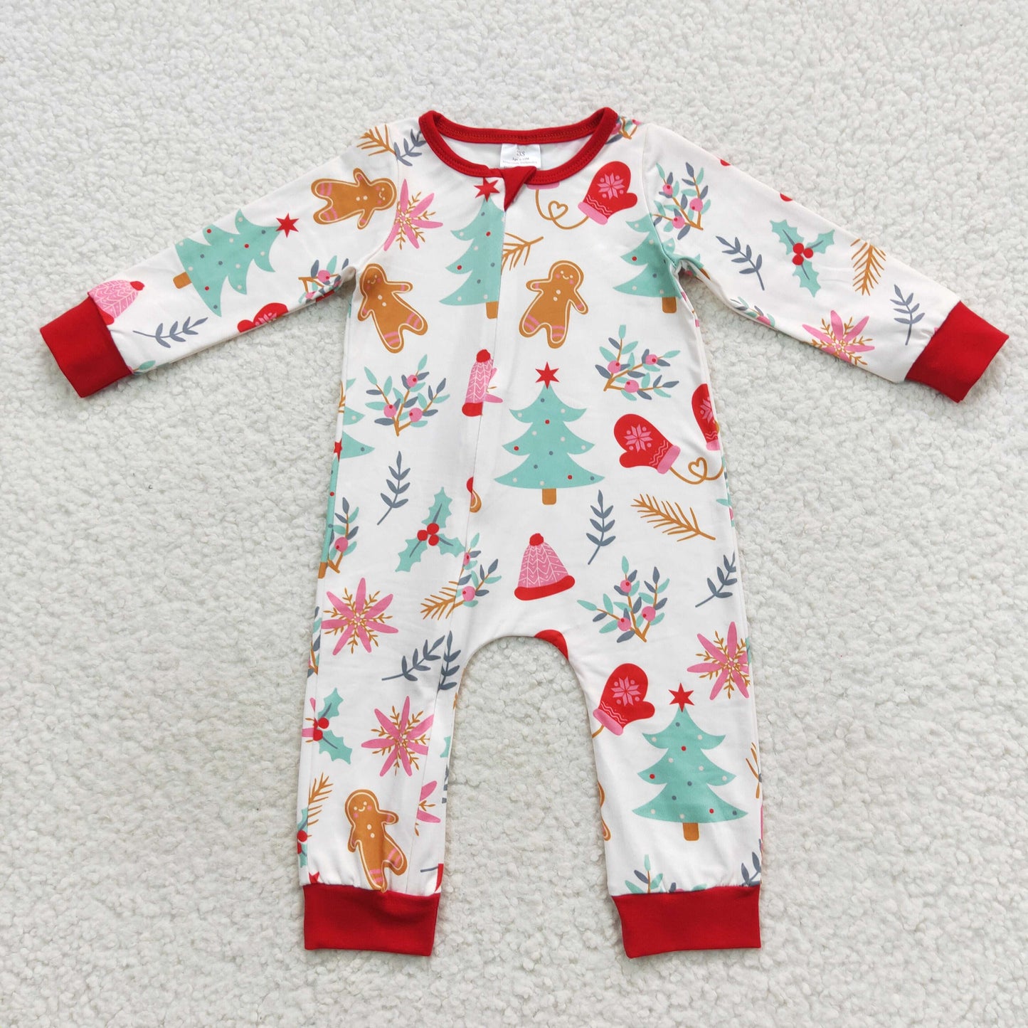 Sibling Baby Kids Trees Snowflake Top Pants Christmas Pajamas Sets Zipper Footie Rompers