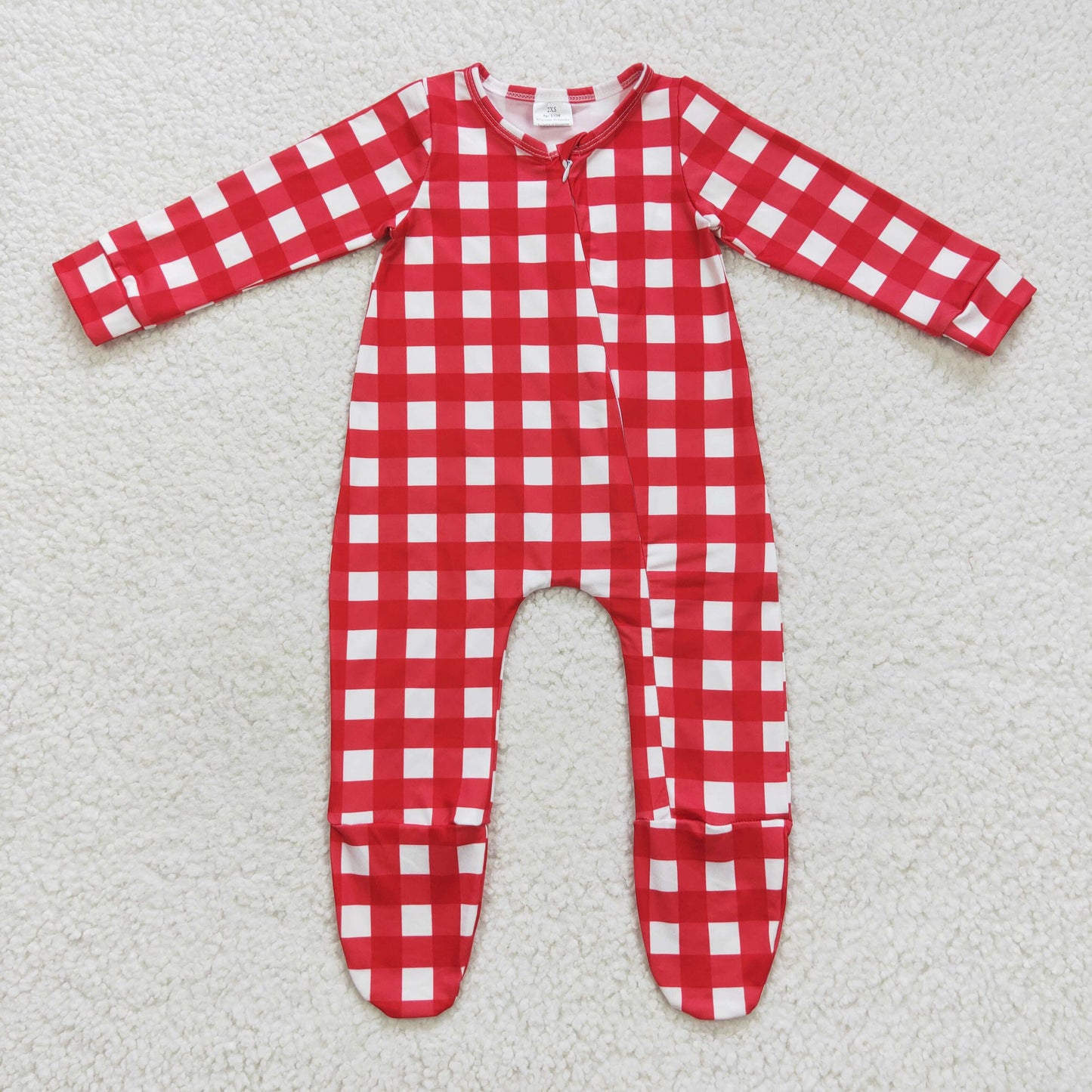 LR0549 baby girl clothes red plaid girl christmas romper