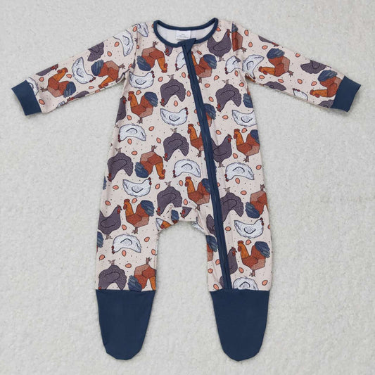 LR0560  baby chicken zipper onesie